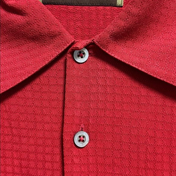 Johnston & Murphy 100% Silk Red Casual Button Down Shirt - Picture 7 of 8